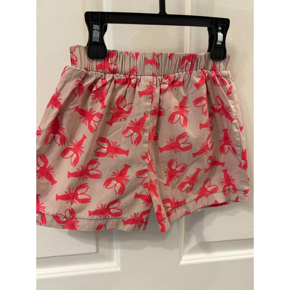 Southern Sunshine Kids Lobster Print Cotton Shorts Tan Red Size 3T Made in USA